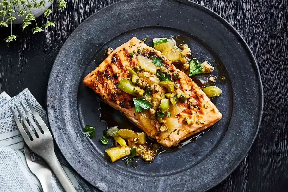Grilled King Salmon with Meyer Lemon Relish