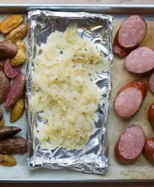 Kielbasa and Sauerkraut Sheet Pan Dinner