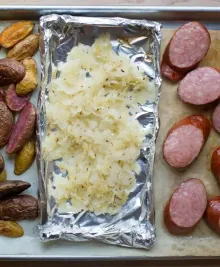 Kielbasa and Sauerkraut Sheet Pan Dinner